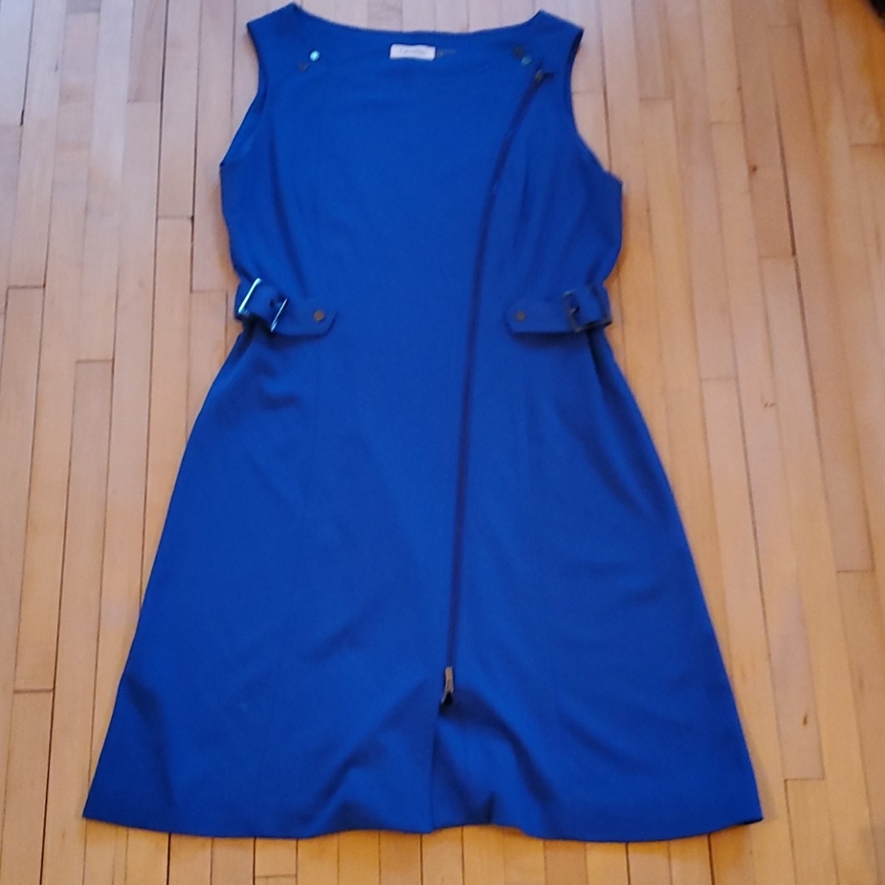Blue Dress with zipper and buckle detail